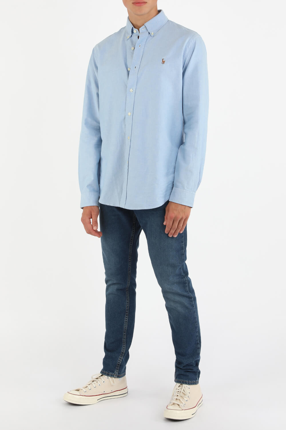 תמונת כל הלוק של Long Sleeve Sport Shirt in Blue